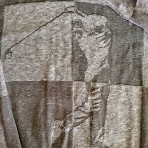 Vintage Carmel Mens Large Golf Sweater Tan Green 3D Knit Cotton Made In USA